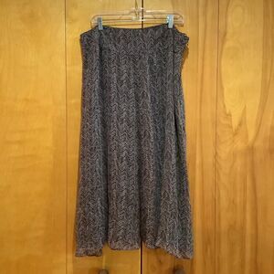 Jones New York Woman Silk Multicolor Chevron Print Midi Skirt-Sz 18-Career-Offic